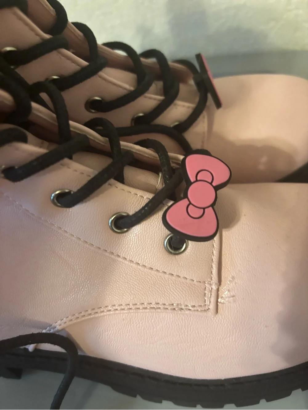 The Children's Place Hello Kitty  Pink Combat Boots with Bow Charms